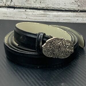 Accessories By Pearl Belt Womens Black Leather‎ Made in USA [49 inch]